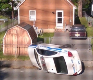 police car flipped